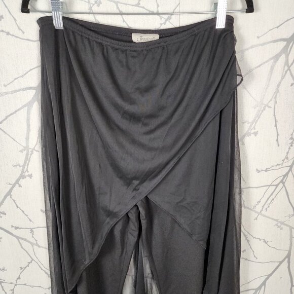 Jessica Vintage Black Chiffon Overlay Criss Cross Wide Leg Pants - Picture 2 of 9